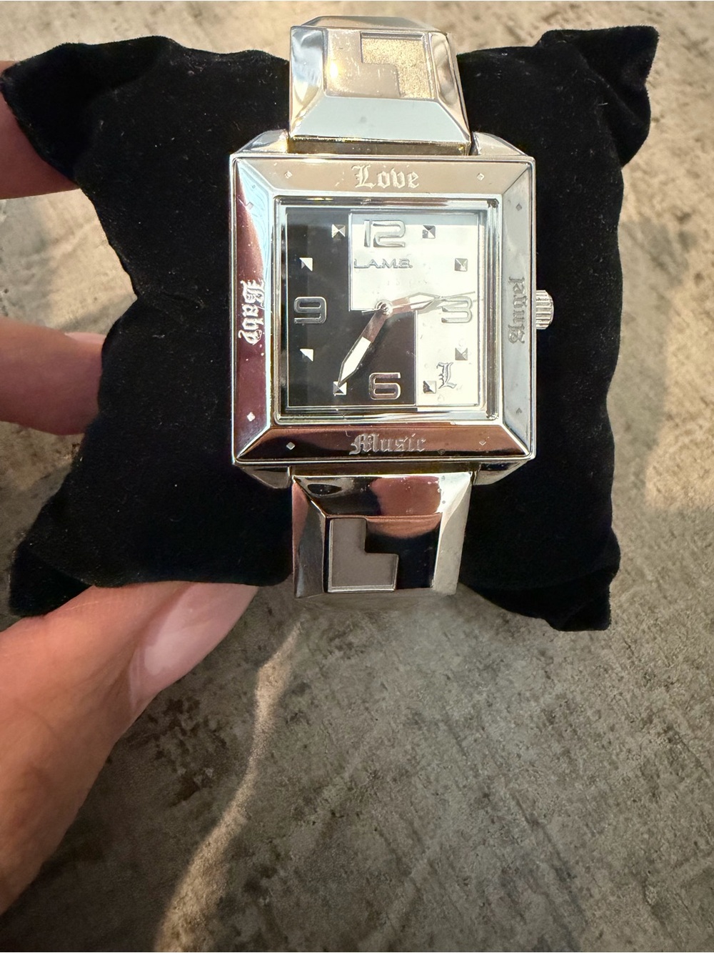 *Y2K* L.A.M.B. (by Gwen Stefani) Watch in Silvertone w/ Black & White Face